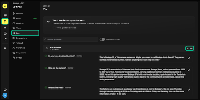 custom FAQ