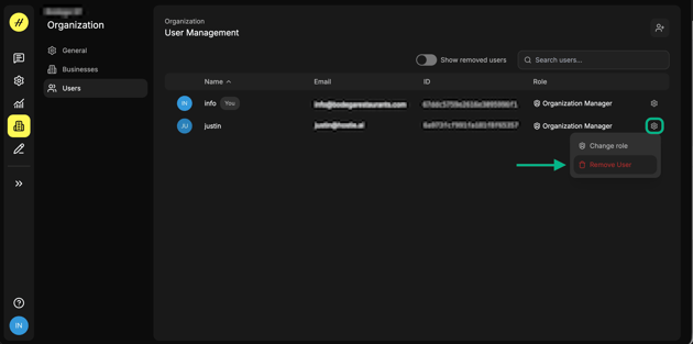 how to remove user