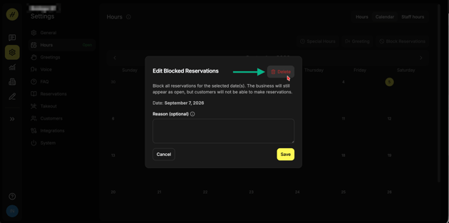 how to unblock reservations 2
